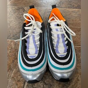 Nike Air Max 97 DTN- Metallic Silver/Orange, Big Kid’s Size 5Y